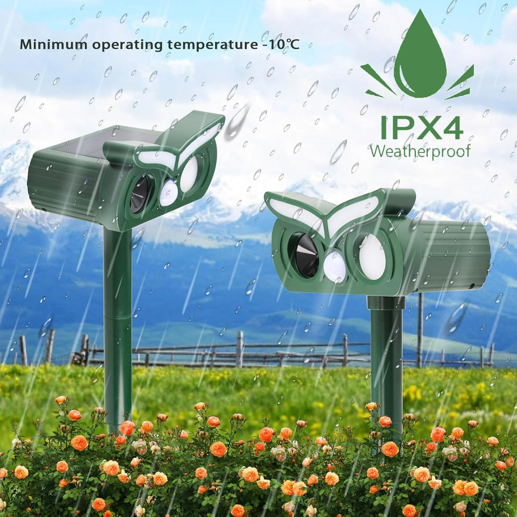4pcs Upgraded Solar Animal Repellent, Cat Repellent Outdoor, Squirrel Repellent, Deer Repellent, Ultrasonic pest Repeller, Waterproof Motion Detection, Dog, Raccoon, Skunk, Rabbit, Rodent
