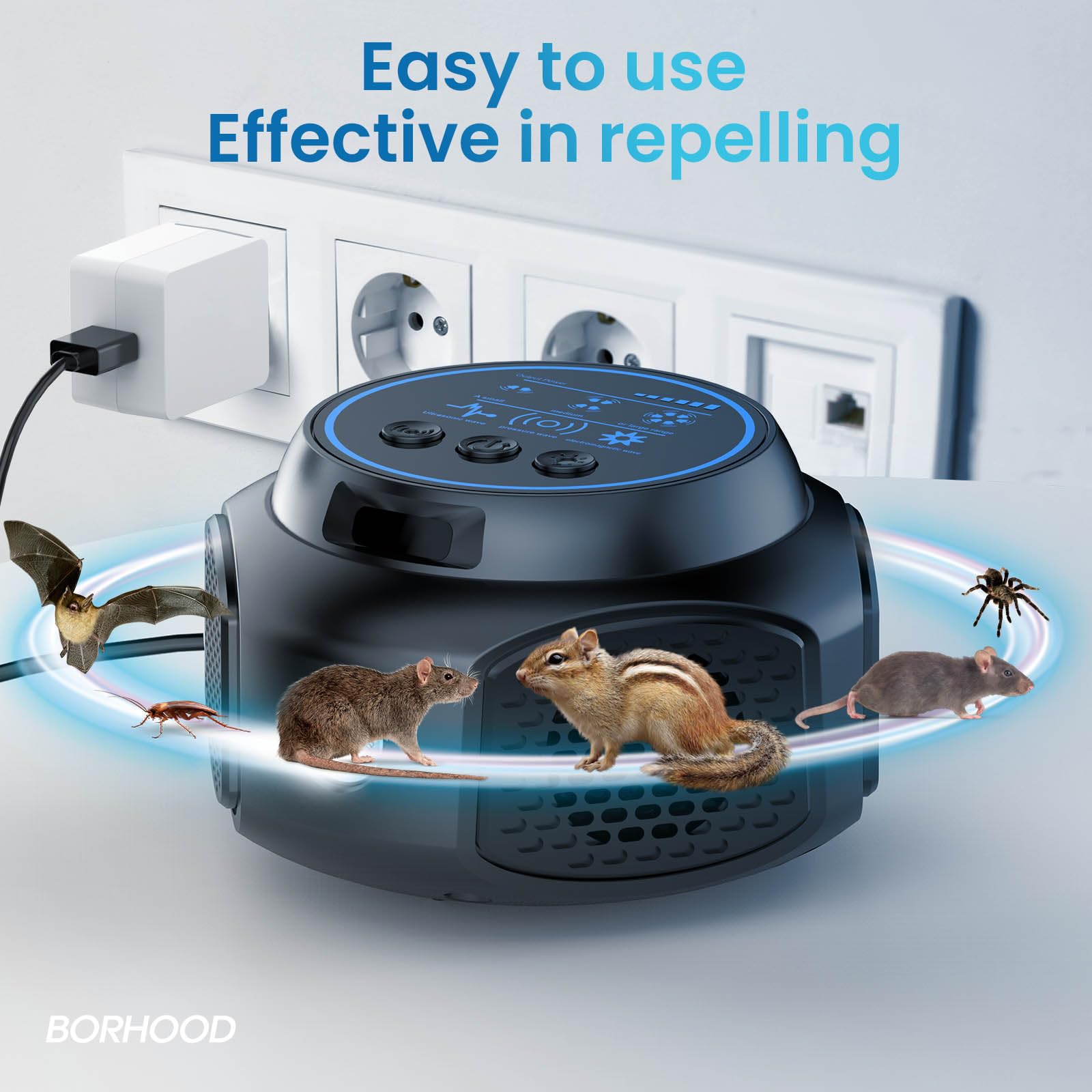 2 Pack Ultrasonic Pest Repellent Plug in, Indoor Electronic Deterrent for Mouse,Mice,Rat,Squirrel,Roach,Ant, Spider,Rodent Control for Kitchen,Garage, Attic, Home