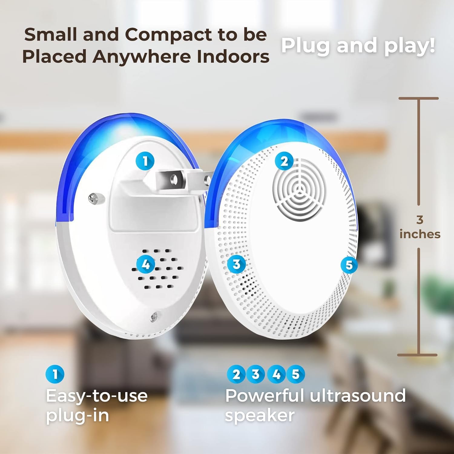 Ultrasonic Pest Repeller 6 Pack Mice Repellent Indoor Pest Repellent Ultrasonic Plug in, Mouse Deterrent, Pest Control for Rodents, Roaches, Cockroaches, Spiders, Insects(6 Pack)