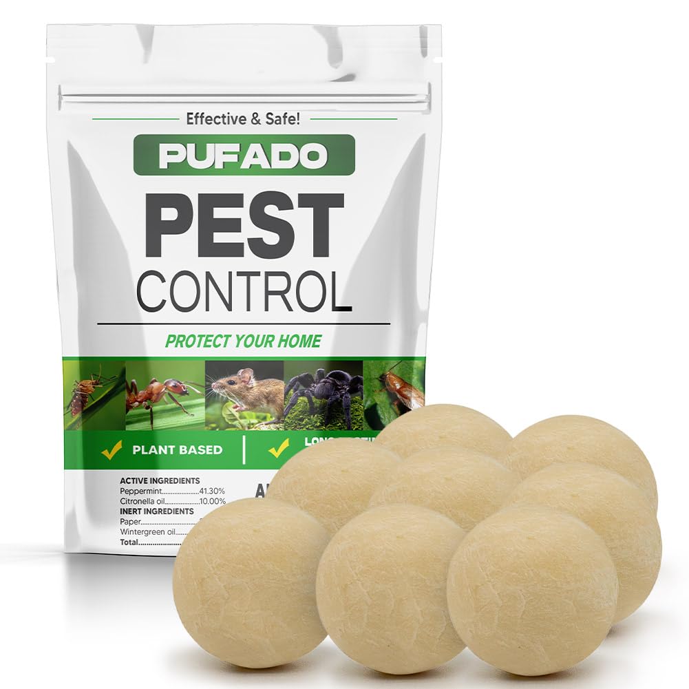 Pufado Pest Control, Rodent Repellent, Mice Repellent Indoor, Peppermint Oil to Repel Mice and Rats, Roach, Ant, Spider, Mosquito & Moth, RV Mouse Deterrent, Keep Mice Away for Outdoor-8 Packs