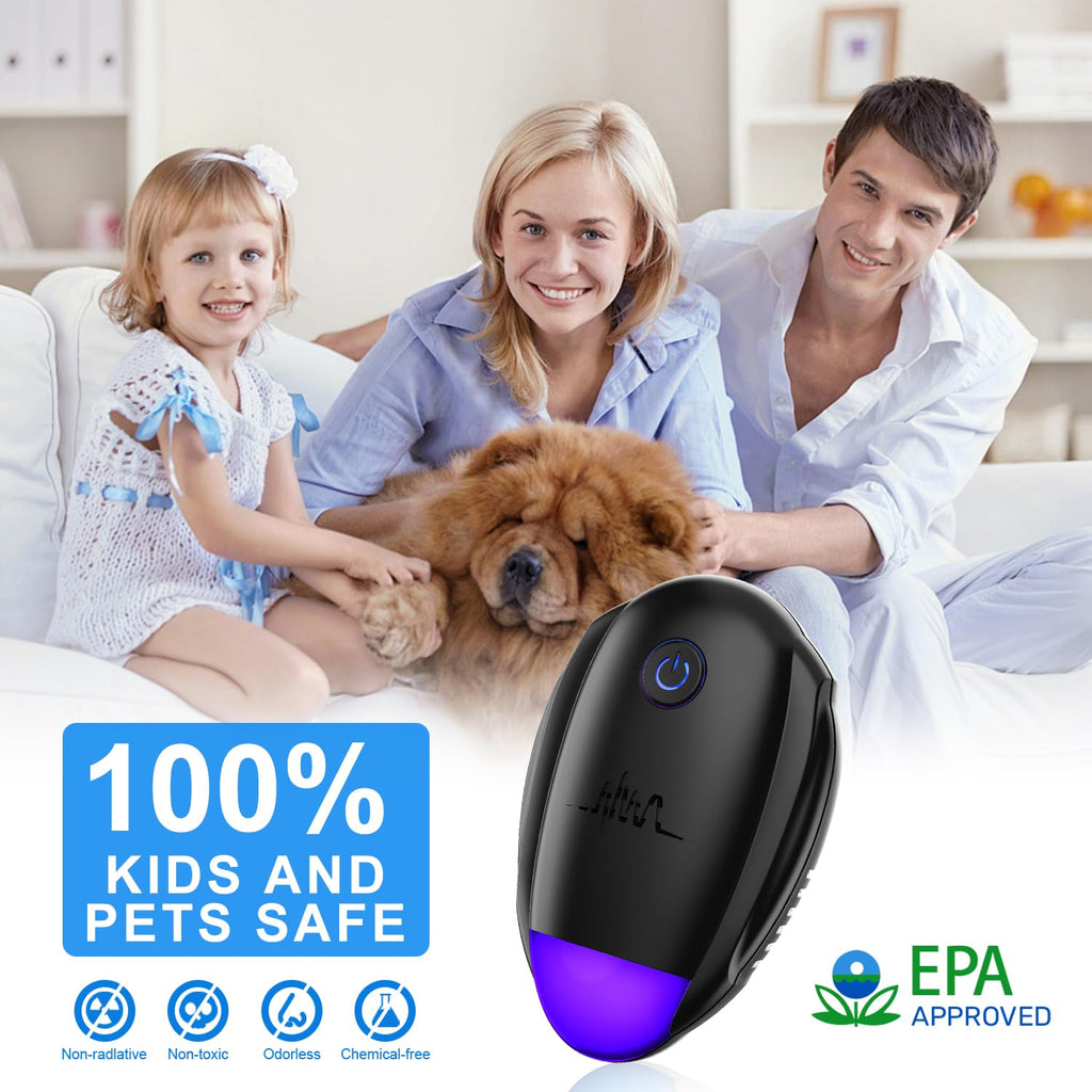 Upgraded Ultrasonic Repellent 6 Packs - Indoor Ultrasonic Repeller for Bugs,Mosquito,Roach, Ant, Rodent, Mouse, Spider for House, Office, Garage, Supermarket, Electronic Plug in Pest Control (Black)