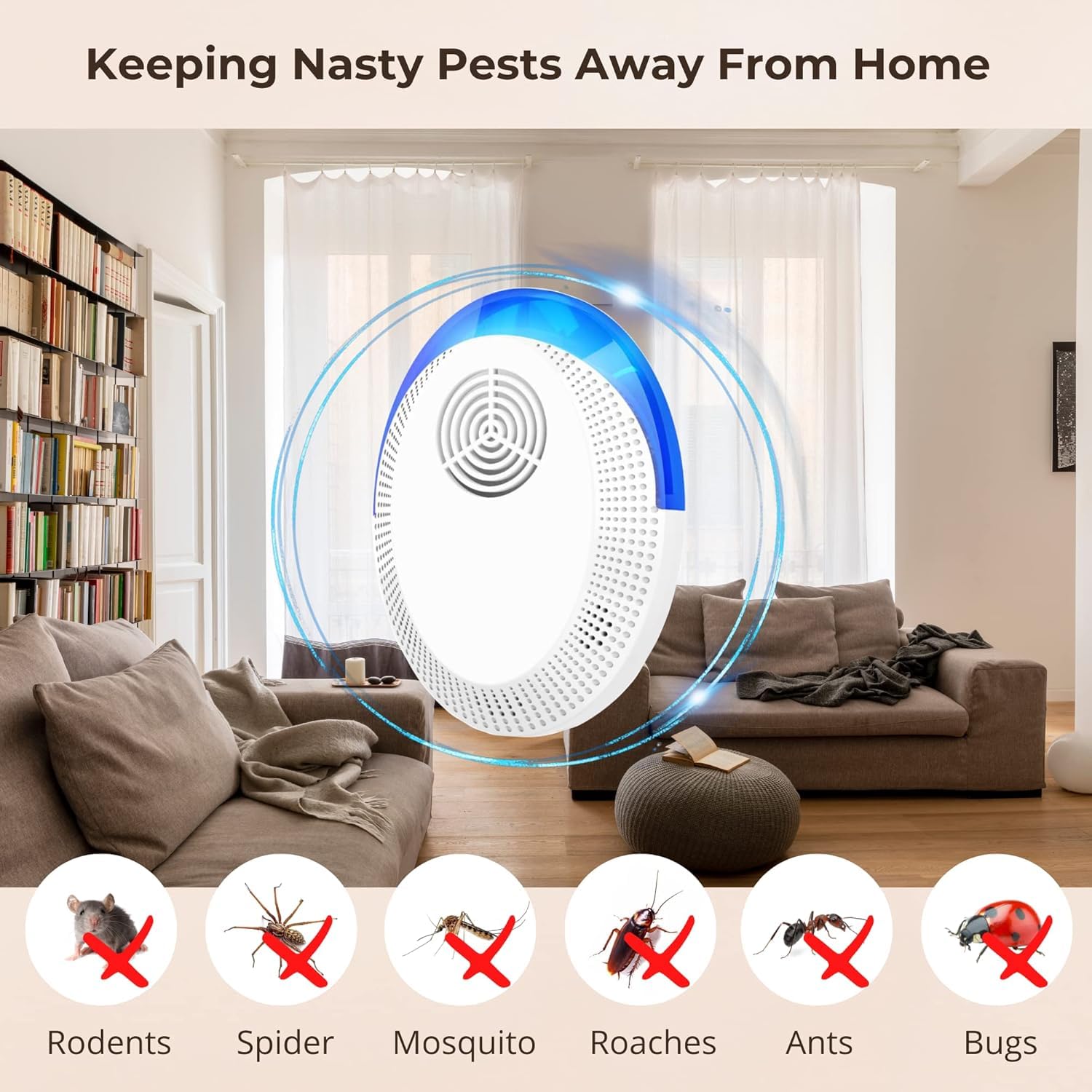 Ultrasonic Pest Repeller 6 Pack Mice Repellent Indoor Pest Repellent Ultrasonic Plug in, Mouse Deterrent, Pest Control for Rodents, Roaches, Cockroaches, Spiders, Insects(6 Pack)