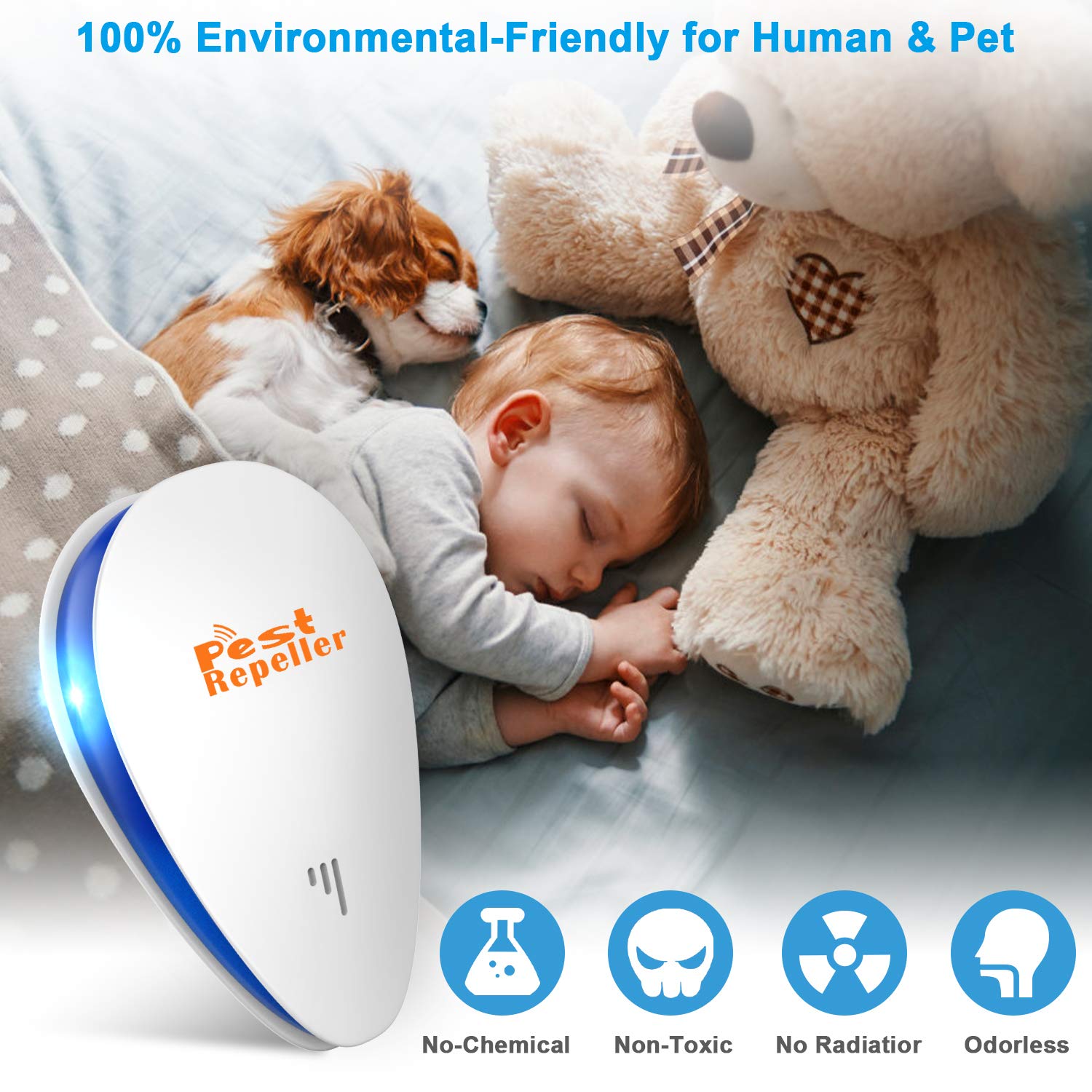 Ultrasonic Pest Repeller-6 Pack,Rodent Repellent Indoor,Pest Repeller Plug in,Mouse Repellent Ultrasonic Plug in,Pest Control for Roach,Ant, Spider,Mice Repellent for House,Garage,Warehouse