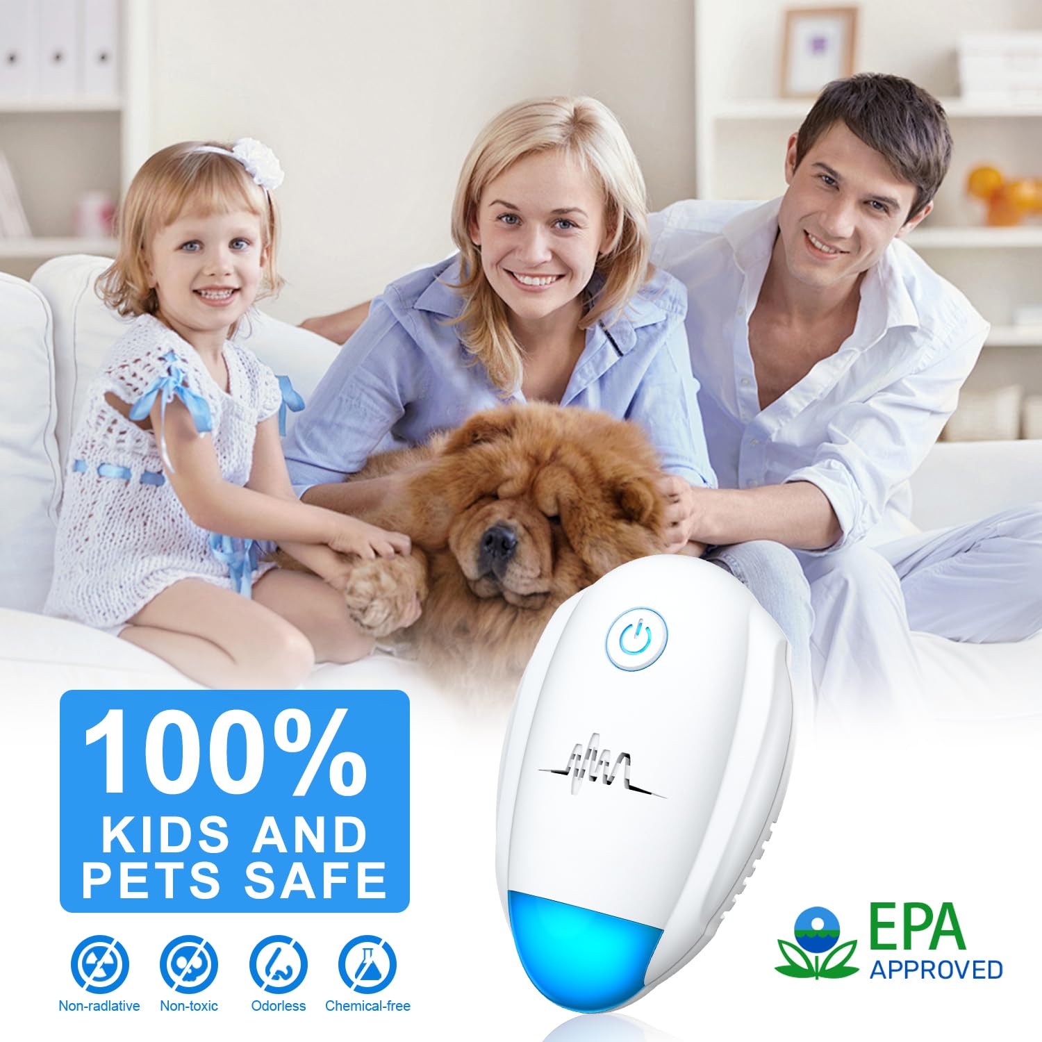 Upgraded Ultrasonic Repellent 6 Packs - Indoor Ultrasonic Repeller for Bugs,Mosquito,Roach, Ant, Rodent, Mouse, Spider for House, Office, Garage, Supermarket, Electronic Plug in Pest Control (White)