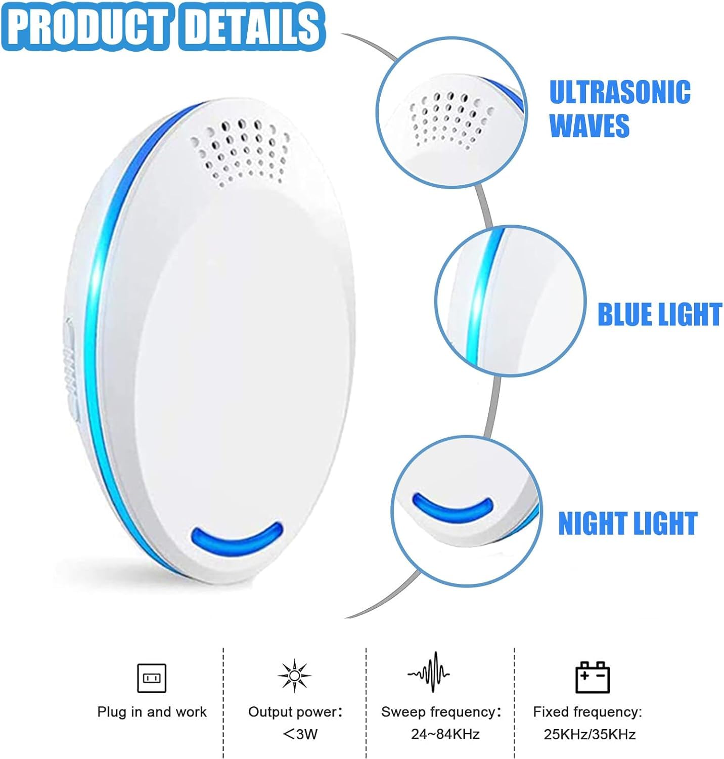 Mouse Mice Repeller Indoor, 4 PCS Rodent Rat Repellent, Ultrasonic Pest Mouse Repeller, Spider Repellent Indoor, Pest Roach Repellent Ultrasonic Plug in, 4 inch