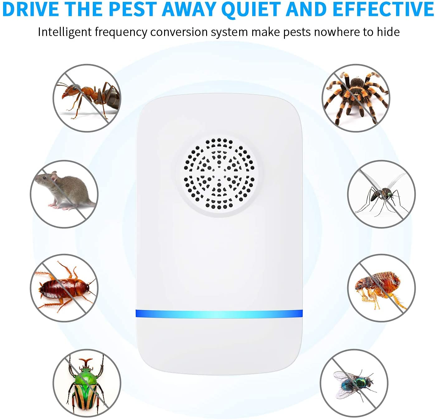 Frogoom 6 Packs Ultrasonic Pest Repeller, Indoor Ultrasonic Repellent for Roach, Rodent, Mouse, Bugs, Mosquito, Mice, Spider, Electronic Plug in Pest Control
