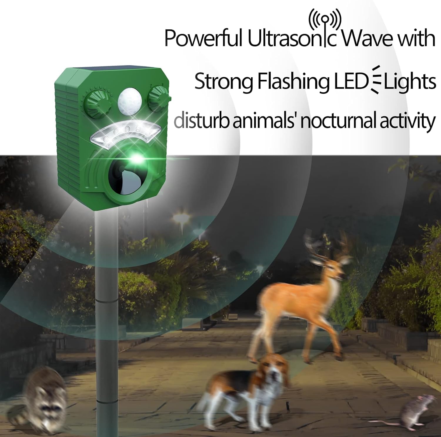 Solar Animal Repellent, Cat Repellent Outdoor, Squirrel Repellent, Deer Repellent, Motion Sensor & Flashing Light, Repel Dogs, Deer, Fox, Raccoon, Skunk, Rabbit, Squirrels, Coyote Deterrent for Yard