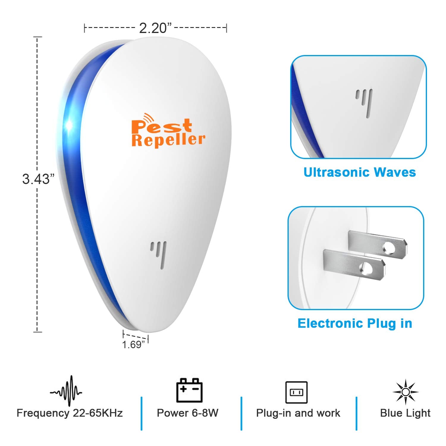 Ultrasonic Pest Repeller-6 Pack,Rodent Repellent Indoor,Pest Repeller Plug in,Mouse Repellent Ultrasonic Plug in,Pest Control for Roach,Ant, Spider,Mice Repellent for House,Garage,Warehouse