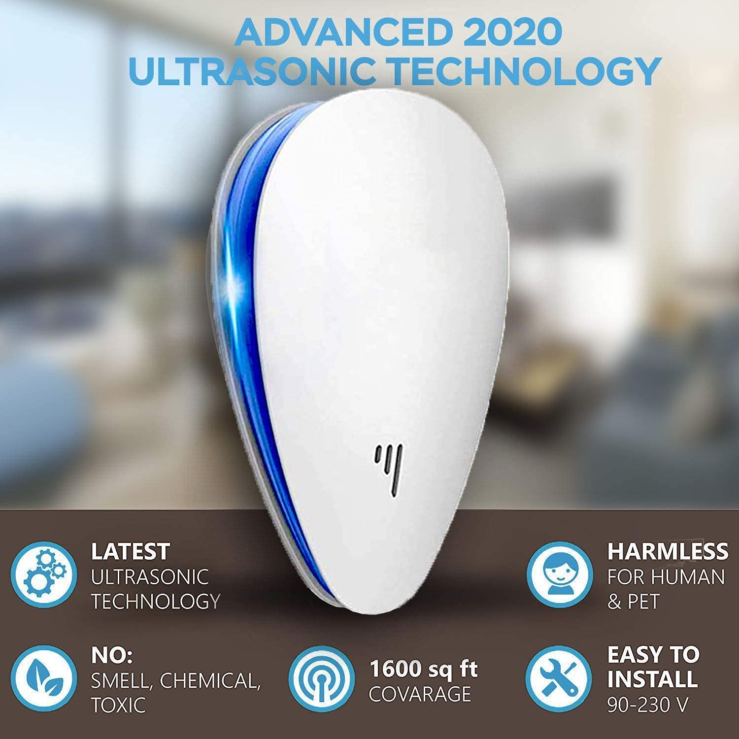 FSTER Ultrasonic Pest Control Repellent 6 Pack, 2024 Upgraded Version Insect Repeller, Electronic Indoor Plug in for Mosquito, Spider, Mice, Ant, Insects, Roaches, Rodent