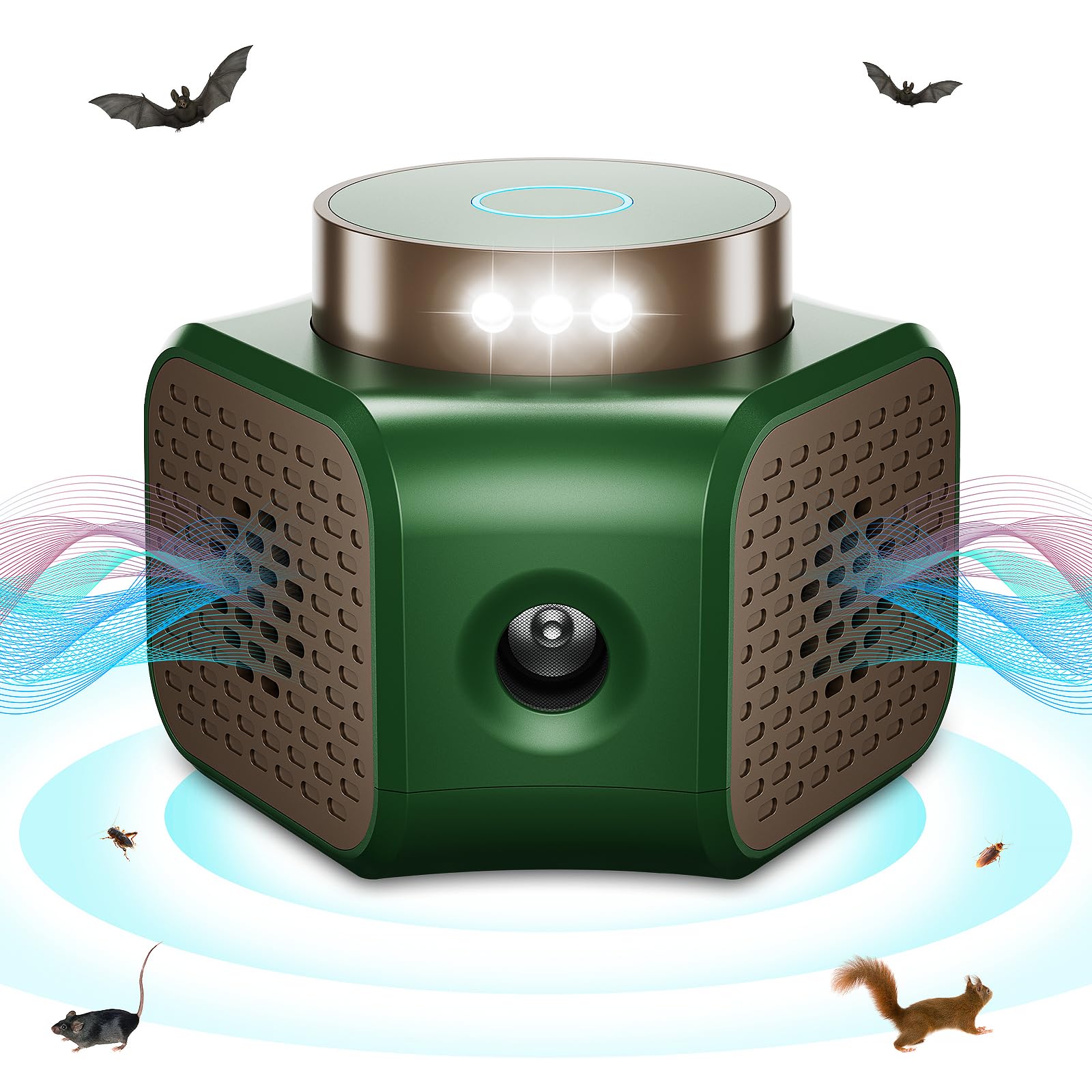 Mice Repellent Indoor Qunifyed Rodent Repellent Ultrasonic Plug in 4 Modes Ultrasonic Pest Repeller with 9 Strobe Lights - Effective Control for Mouse, Squirrel, Rat, Rodent, Roach, Bugs, Bat, Gekos