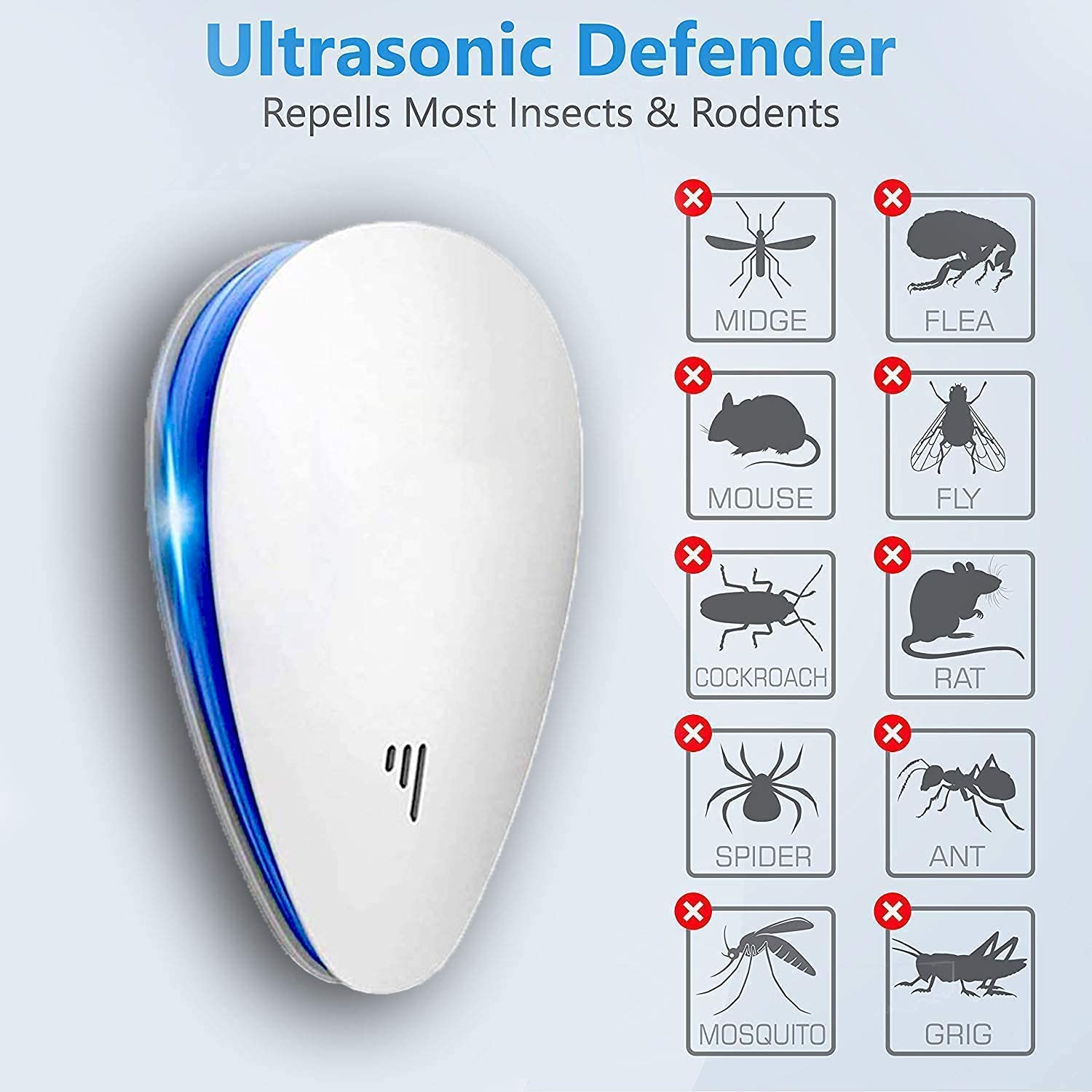FSTER Ultrasonic Pest Control Repellent 6 Pack, 2024 Upgraded Version Insect Repeller, Electronic Indoor Plug in for Mosquito, Spider, Mice, Ant, Insects, Roaches, Rodent