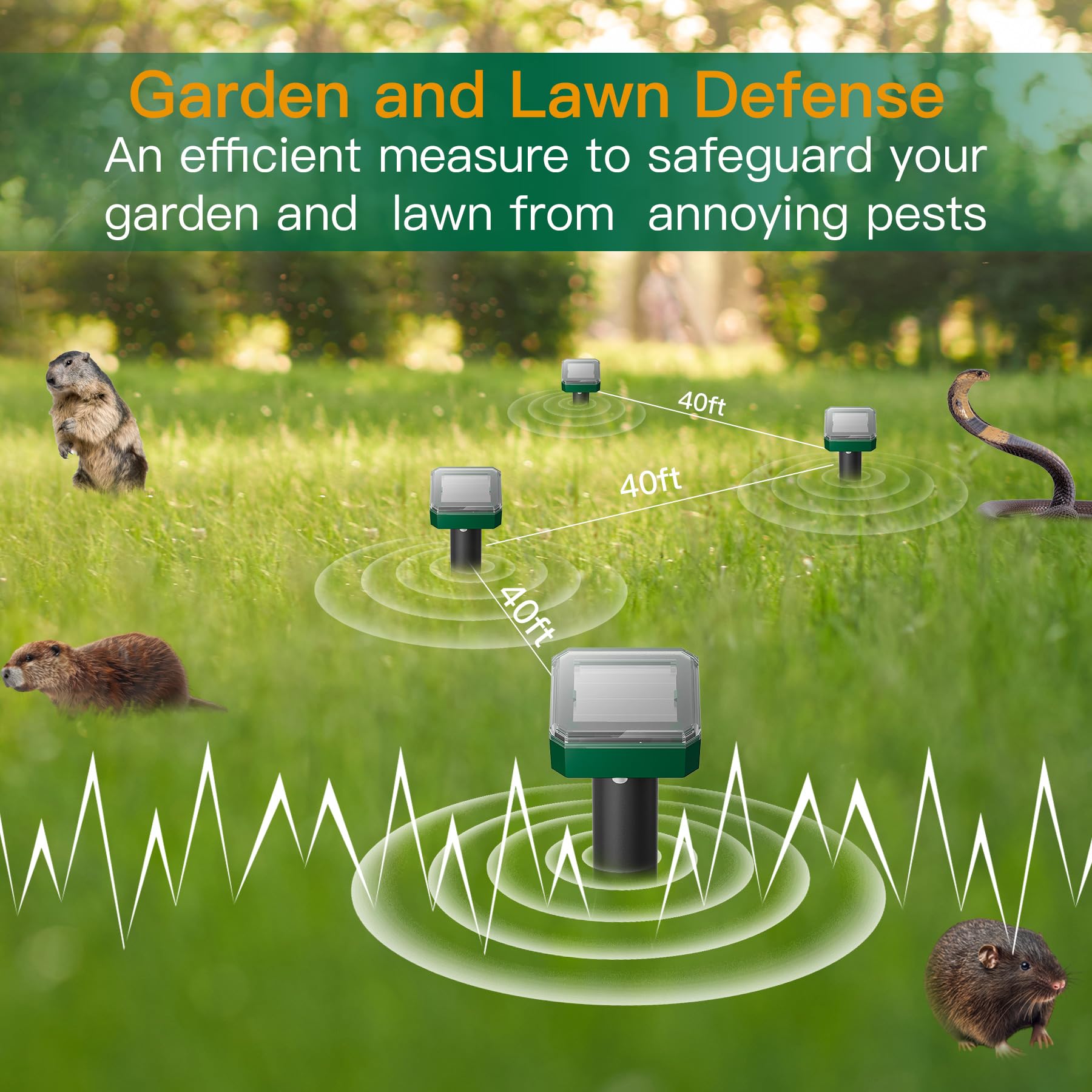 X-octenol 8 Pack Mole Repellent for Lawn Solar Powered Groundhog Spikes Outdoor Waterproof Gopher Deterrents to Get Rid of Vole Snake from Garden
