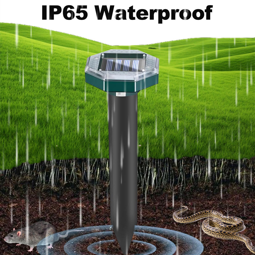Mole Repellent Solar Powered Snake Repellent for Yard- Ultrasonic Pest Repeller Gopher Rodent Rat Mouse Groundhog Skunk Chipmunk Vole Remover for Lawns Garden Yard Outside