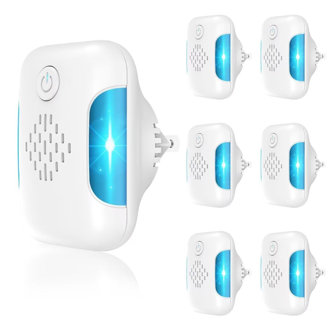 Ultrasonic Pest & Mouse Repeller, Indoor Pest Control, Ultrasonic Pest Repellent, Indoor Pest Control for Home, Kitchen, Office, Warehouse, Hotel, Two Mode Switching, 6 Packs