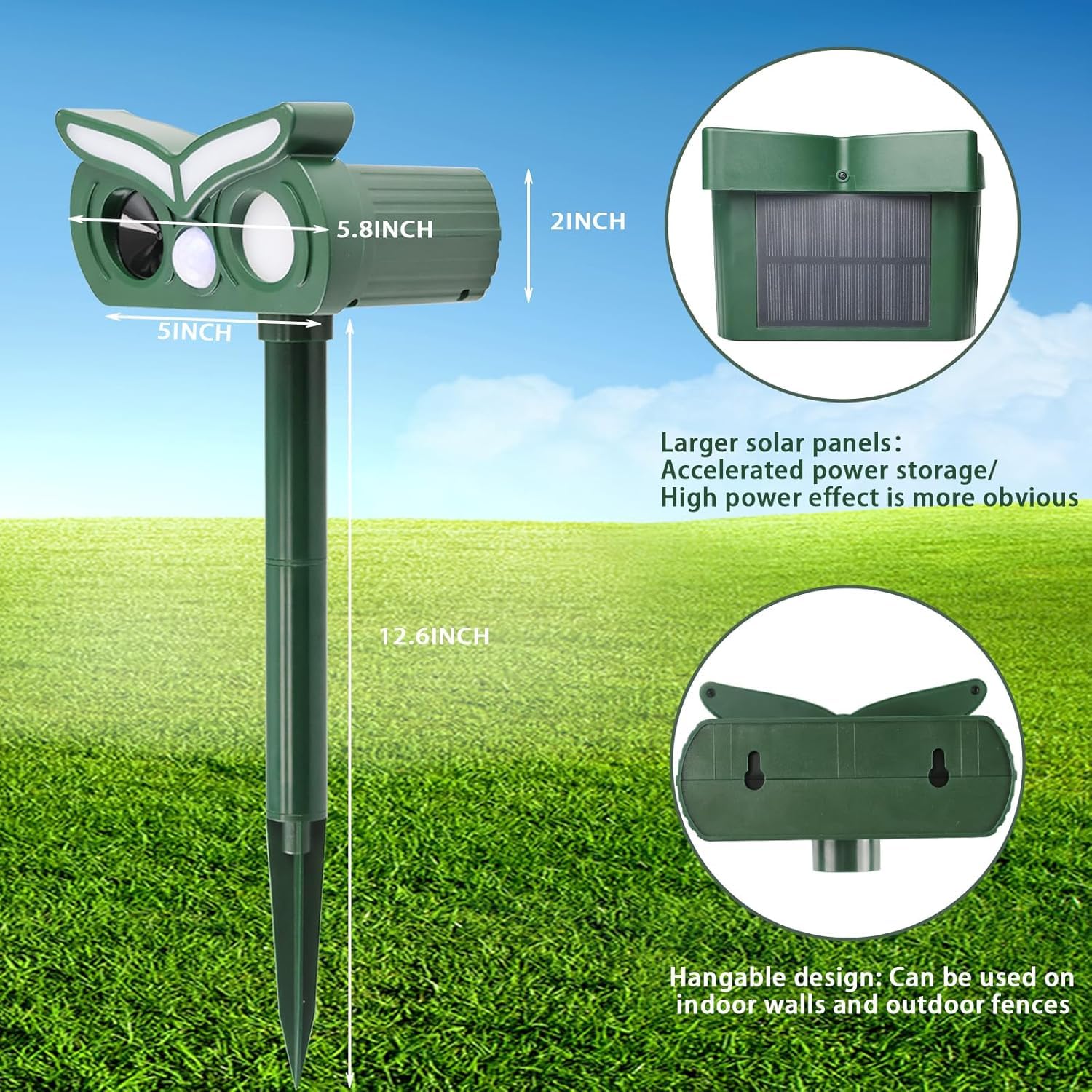 4pcs Upgraded Solar Animal Repellent, Cat Repellent Outdoor, Squirrel Repellent, Deer Repellent, Ultrasonic pest Repeller, Waterproof Motion Detection, Dog, Raccoon, Skunk, Rabbit, Rodent