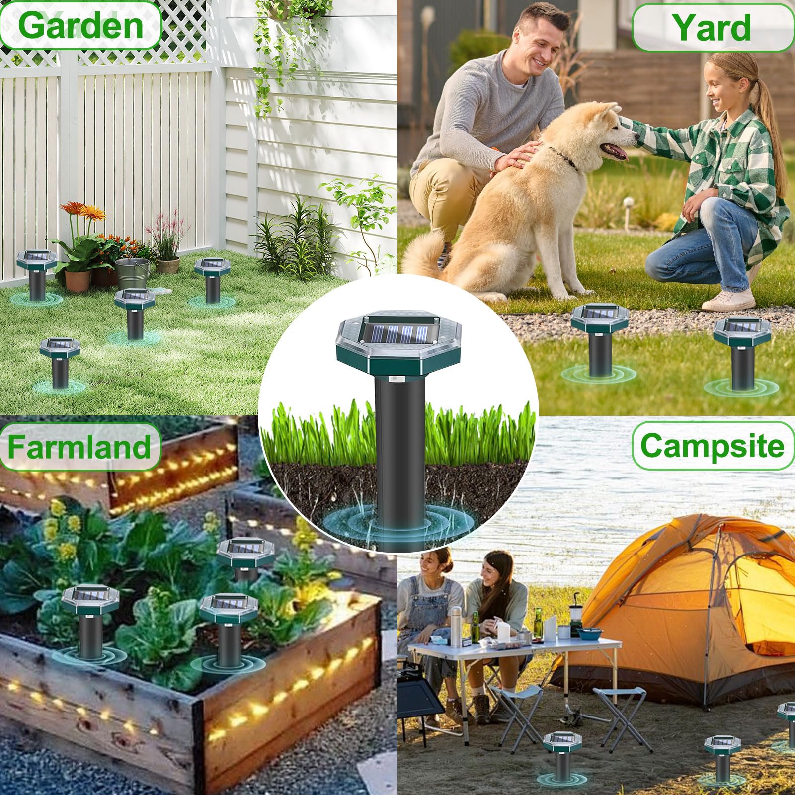 Mole Repellent Solar Powered Snake Repellent for Yard- Ultrasonic Pest Repeller Gopher Rodent Rat Mouse Groundhog Skunk Chipmunk Vole Remover for Lawns Garden Yard Outside