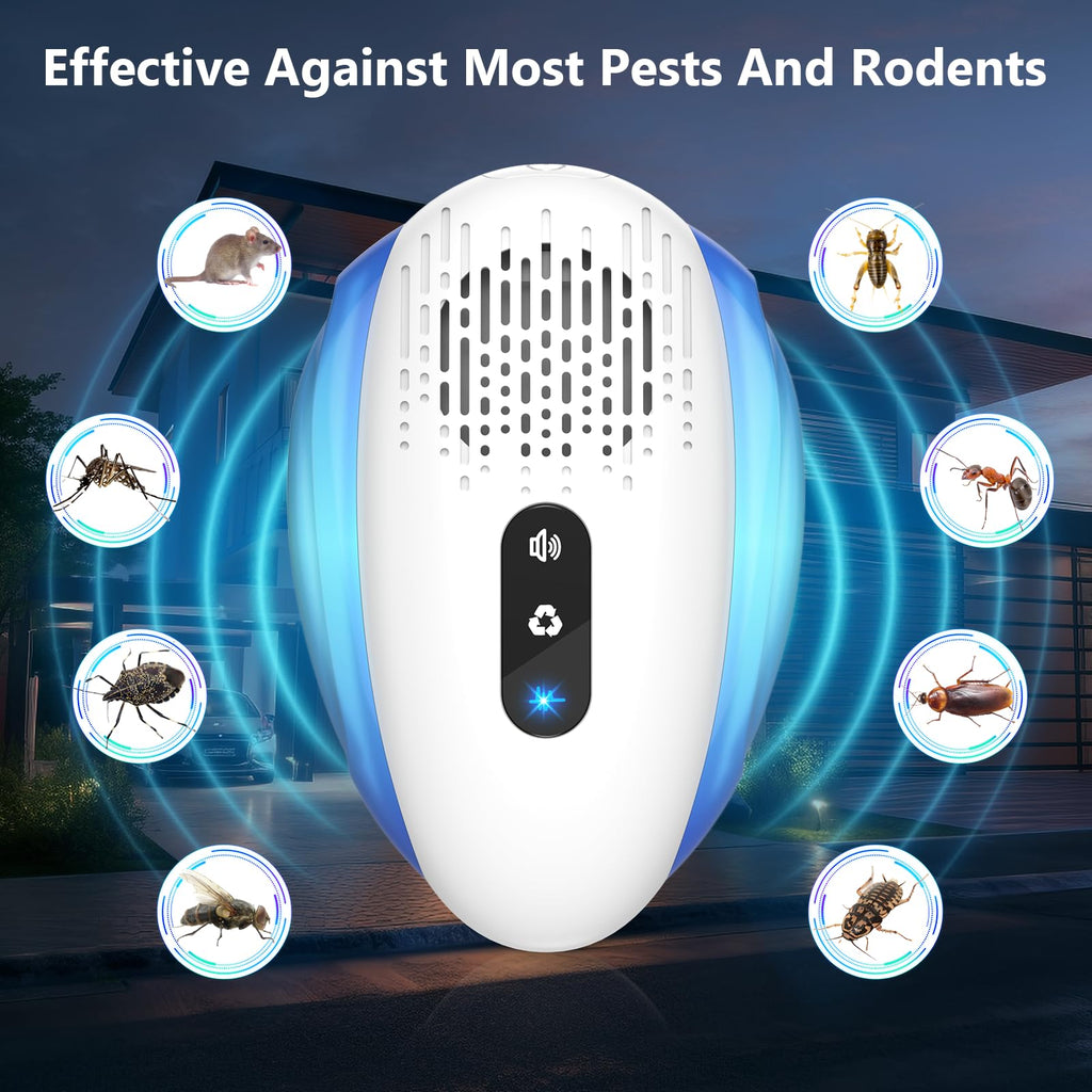 2025 Upgraded Ultrasonic Repeller & Insect Indoor Repeller,Ultrasonic and Repellent for Mouse,Roach,Rodent, Bugs,Mosquito,Mice,Ant, Spider,3 Mode Switching,2 Packs