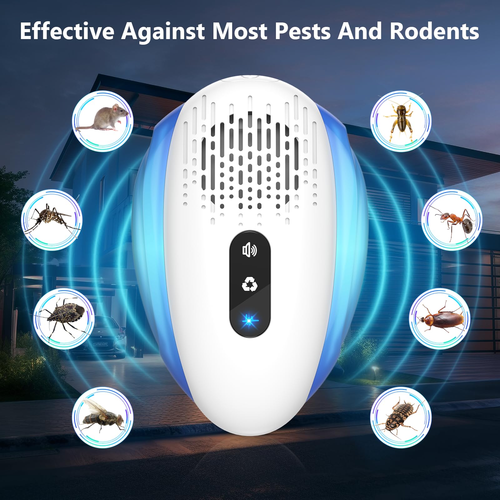 2025 Upgraded Ultrasonic Repeller & Insect Indoor Repeller,Ultrasonic and Repellent for Mouse,Roach,Rodent, Bugs,Mosquito,Mice,Ant, Spider,3 Mode Switching,2 Packs