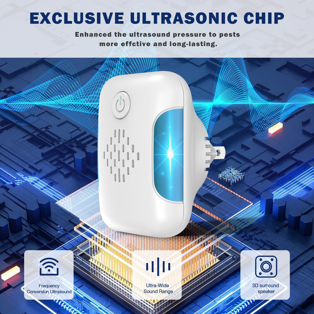 Ultrasonic Pest & Mouse Repeller, Indoor Pest Control, Ultrasonic Pest Repellent, Indoor Pest Control for Home, Kitchen, Office, Warehouse, Hotel, Two Mode Switching, 6 Packs