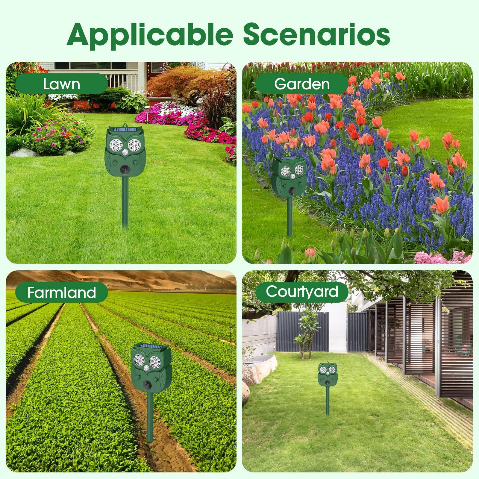 Animal Repellent, Raccoon Repellent Ultrasonic, Waterproof Motion Detection LED Flash Light, Animal Repellent Ultrasonic Outdoor for Dogs Fox Rabbit Squirrels Coyote Deer Repellent