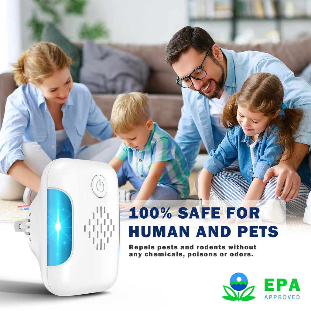 Ultrasonic Pest & Mouse Repeller, Indoor Pest Control, Ultrasonic Pest Repellent, Indoor Pest Control for Home, Kitchen, Office, Warehouse, Hotel, Two Mode Switching, 6 Packs