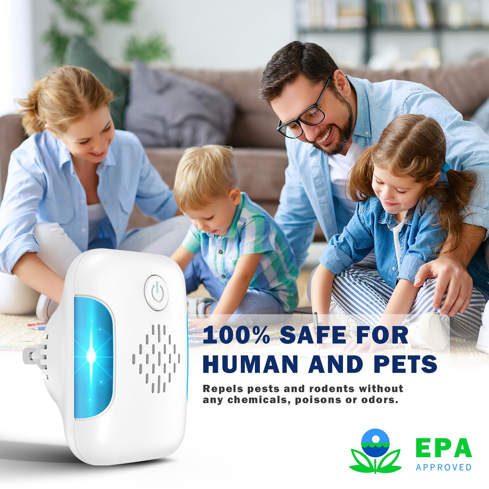 Ultrasonic Pest & Mouse Repeller, Indoor Pest Control, Ultrasonic Pest Repellent, Indoor Pest Control for Home, Kitchen, Office, Warehouse, Hotel, Two Mode Switching, 6 Packs