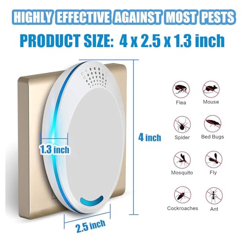 Mouse Mice Repeller Indoor, 4 PCS Rodent Rat Repellent, Ultrasonic Pest Mouse Repeller, Spider Repellent Indoor, Pest Roach Repellent Ultrasonic Plug in, 4 inch