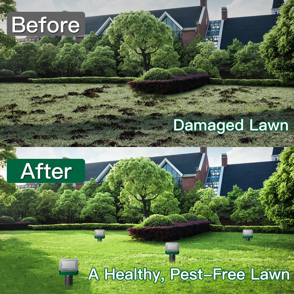 X-octenol 8 Pack Mole Repellent for Lawn Solar Powered Groundhog Spikes Outdoor Waterproof Gopher Deterrents to Get Rid of Vole Snake from Garden